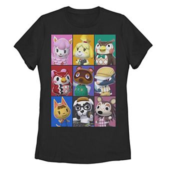 Juniors' Nintendo Animal Crossing Towns Folk Yearbook Photo Style Poster Tee