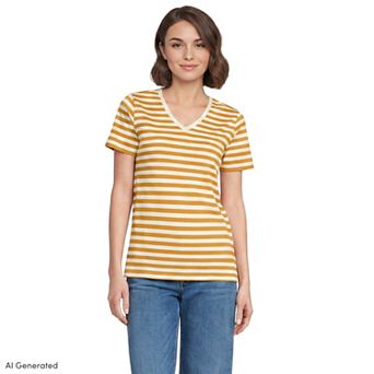 Women's Lands' End Relaxed-Fit Supima Cotton V-Neck Tee