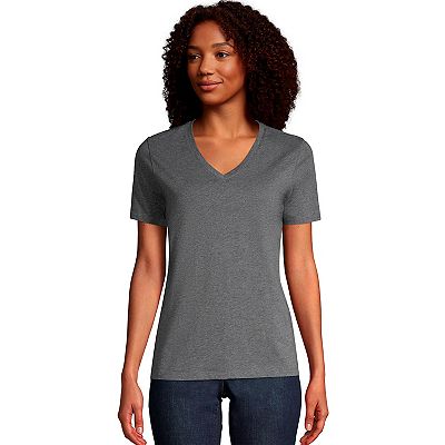 売れ筋商品|||ランズエンド カットソー トップス レディース Women's Relaxed Supima Cotton V-Neck T-Shirt Black Women's Relaxed Supima Cotton Short Sleeve V-Neck T-Shirt