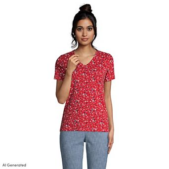 Women's Lands' End Relaxed-Fit Supima Cotton V-Neck Tee