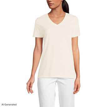 Women's Lands' End Relaxed-Fit Supima Cotton V-Neck Tee