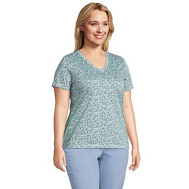 Plus Size Lands' End Relaxed-Fit Supima Cotton V-Neck Tee