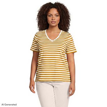 Plus Size Lands' End Relaxed-Fit Supima Cotton V-Neck Tee