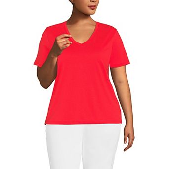 Plus Size Lands' End Relaxed-Fit Supima Cotton V-Neck Tee