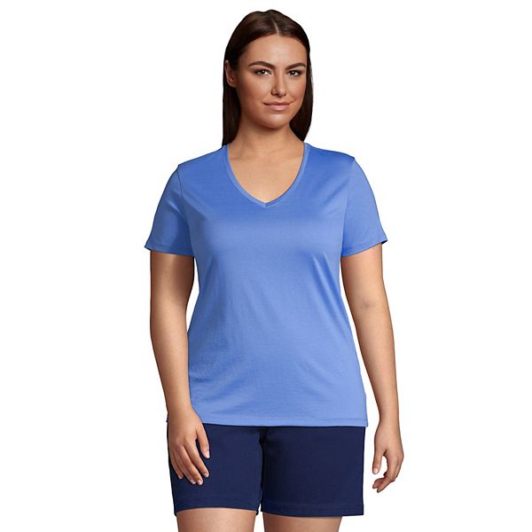 Plus Size Lands' End RelaxedFit Supima Cotton VNeck Tee