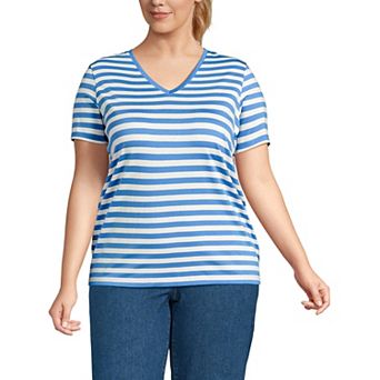 Plus Size Lands' End Relaxed-Fit Supima Cotton V-Neck Tee