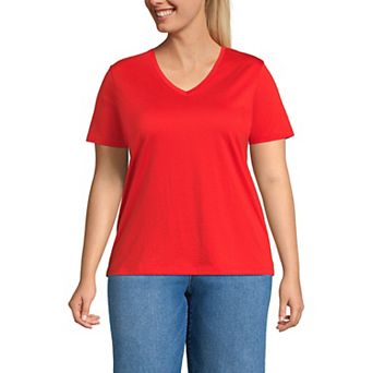 Plus Size Lands' End Relaxed-Fit Supima Cotton V-Neck Tee