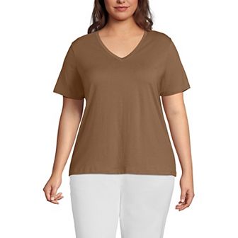 Plus Size Lands' End Relaxed-Fit Supima Cotton V-Neck Tee
