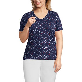 Plus Size Lands' End Relaxed-Fit Supima Cotton V-Neck Tee