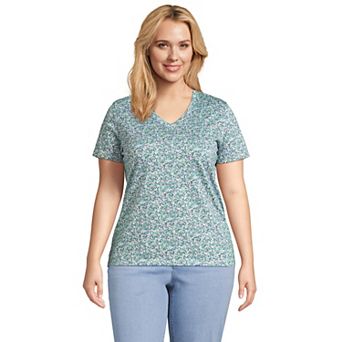 Plus Size Lands' End Relaxed-Fit Supima Cotton V-Neck Tee