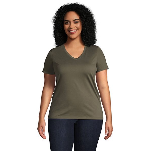 Plus Size Lands' End Relaxed-Fit Supima Cotton V-Neck Tee