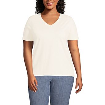 Plus Size Lands' End Relaxed-Fit Supima Cotton V-Neck Tee