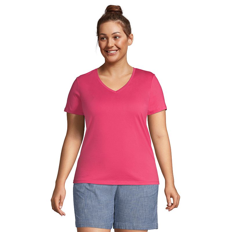 Plus Size Lands End Relaxed-Fit Supima Cotton V-Neck Tee, Womens, Size: 1
