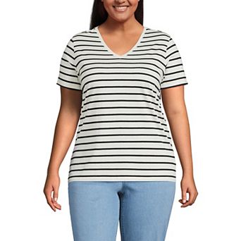 Plus Size Lands' End Relaxed-Fit Supima Cotton V-Neck Tee
