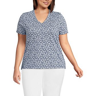 Plus Size Lands' End Relaxed-Fit Supima Cotton V-Neck Tee