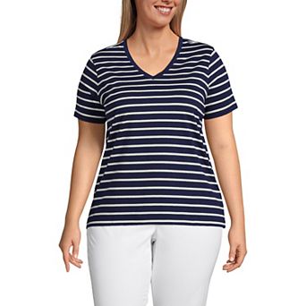 Plus Size Lands' End Relaxed-Fit Supima Cotton V-Neck Tee