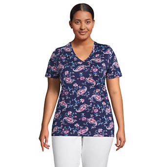 Plus Size Lands' End Relaxed-Fit Supima Cotton V-Neck Tee