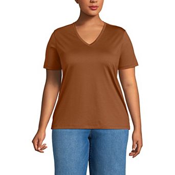 Plus Size Lands' End Relaxed-Fit Supima Cotton V-Neck Tee