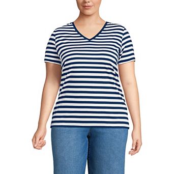 Plus Size Lands' End Relaxed-Fit Supima Cotton V-Neck Tee
