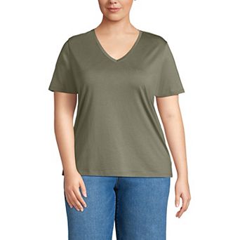 Plus Size Lands' End Relaxed-Fit Supima Cotton V-Neck Tee