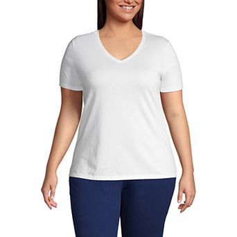 Plus Size Lands' End Relaxed-Fit Supima Cotton V-Neck Tee