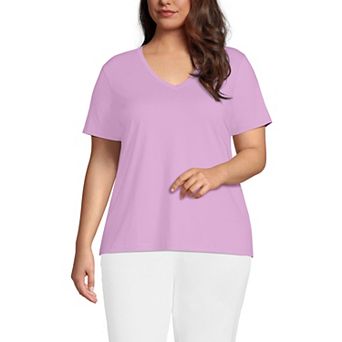 Plus Size Lands' End Relaxed-Fit Supima Cotton V-Neck Tee