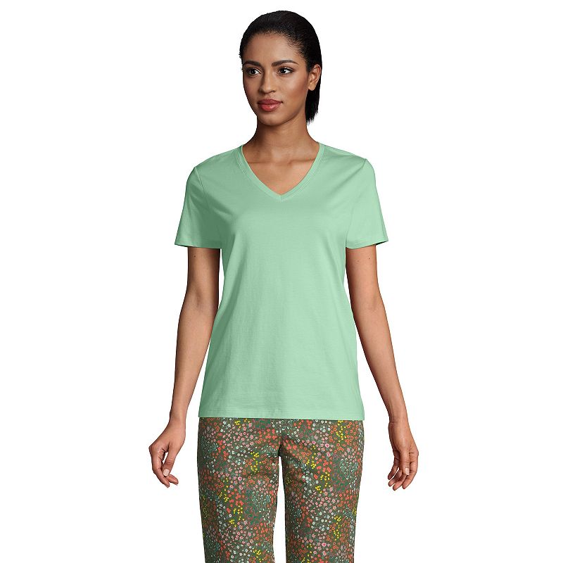 59210180 Petite Lands End Relaxed-Fit Supima Cotton V-Neck  sku 59210180