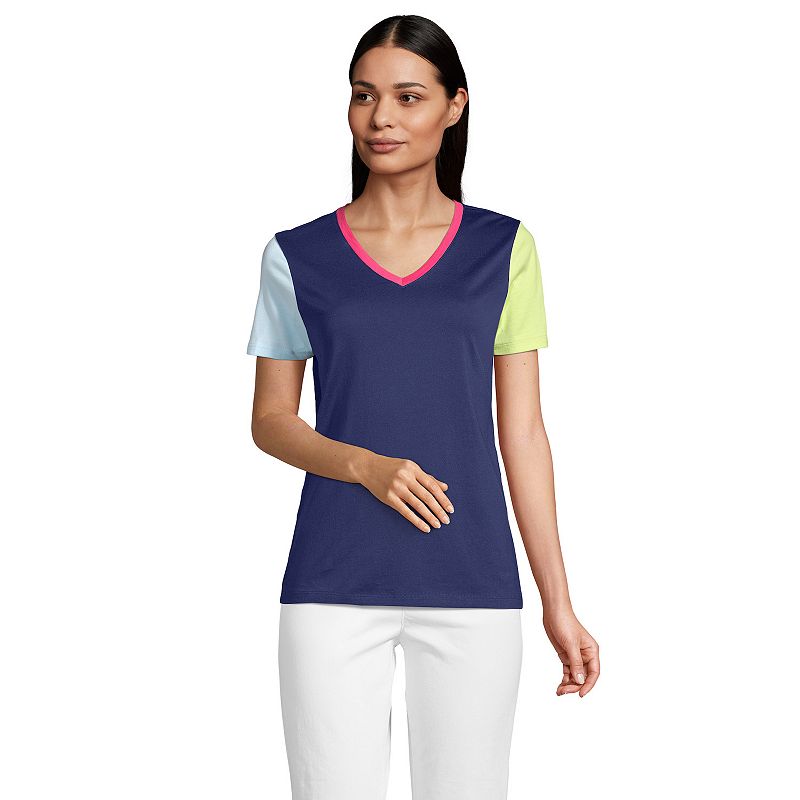 59210183 Petite Lands End Relaxed-Fit Supima Cotton V-Neck  sku 59210183