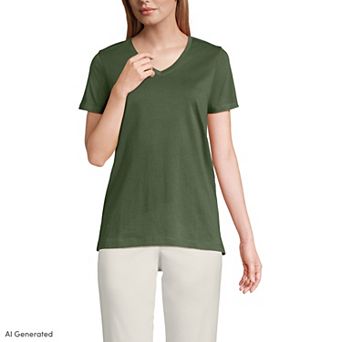 Petite Lands' End Relaxed-Fit Supima Cotton V-Neck Tee