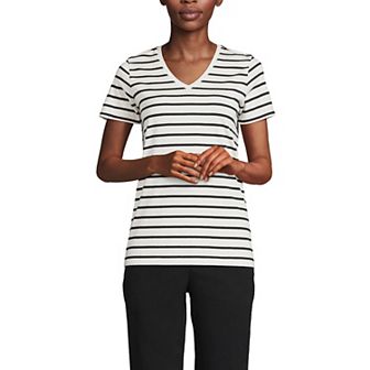 Petite Lands' End Relaxed-Fit Supima Cotton V-Neck Tee