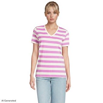 Petite Lands' End Relaxed-Fit Supima Cotton V-Neck Tee