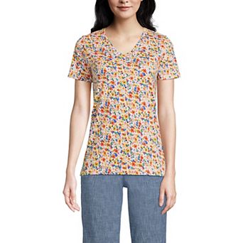Petite Lands' End Relaxed-Fit Supima Cotton V-Neck Tee