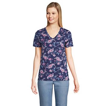 Petite Lands' End Relaxed-Fit Supima Cotton V-Neck Tee