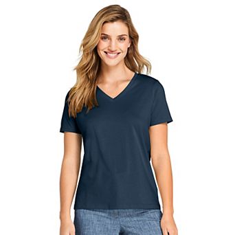 Petite Lands' End Relaxed-Fit Supima Cotton V-Neck Tee
