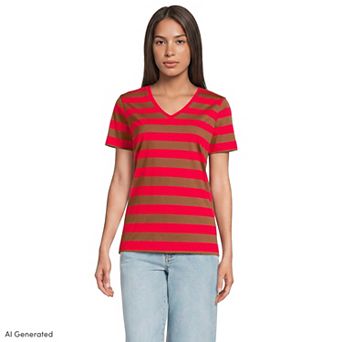 Petite Lands' End Relaxed-Fit Supima Cotton V-Neck Tee