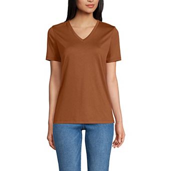 Petite Lands' End Relaxed-Fit Supima Cotton V-Neck Tee
