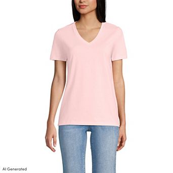 Petite Lands' End Relaxed-Fit Supima Cotton V-Neck Tee