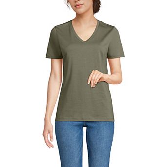 Petite Lands' End Relaxed-Fit Supima Cotton V-Neck Tee
