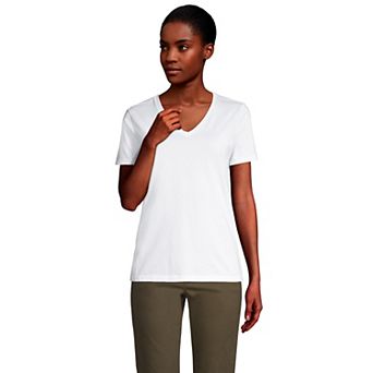 Petite Lands' End Relaxed-Fit Supima Cotton V-Neck Tee