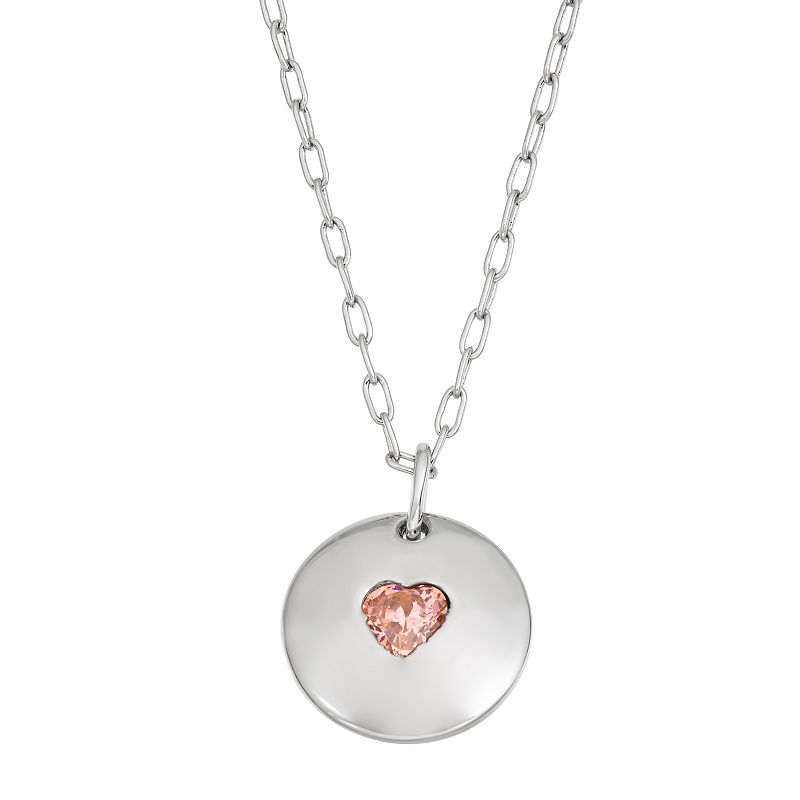 Silver-Plated Stronger Together Heart Pendant Necklace, Womens, Size: 18