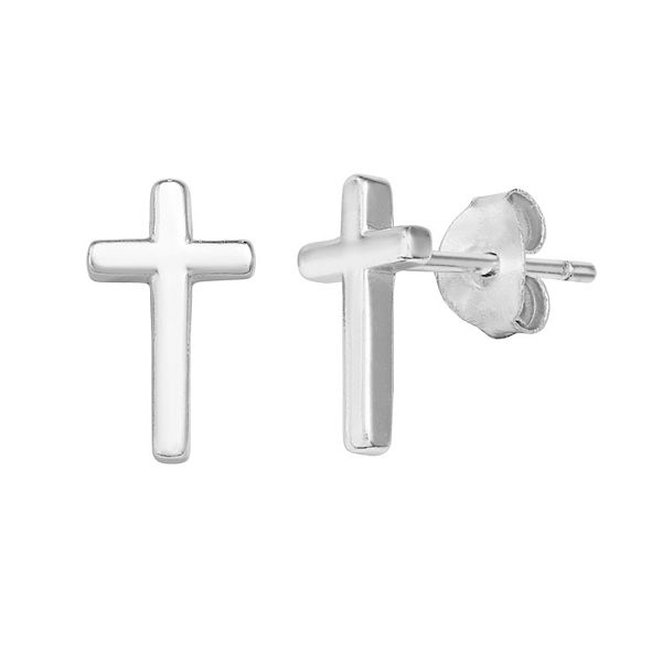 PRIMROSE Sterling Silver Cross Stud Earrings