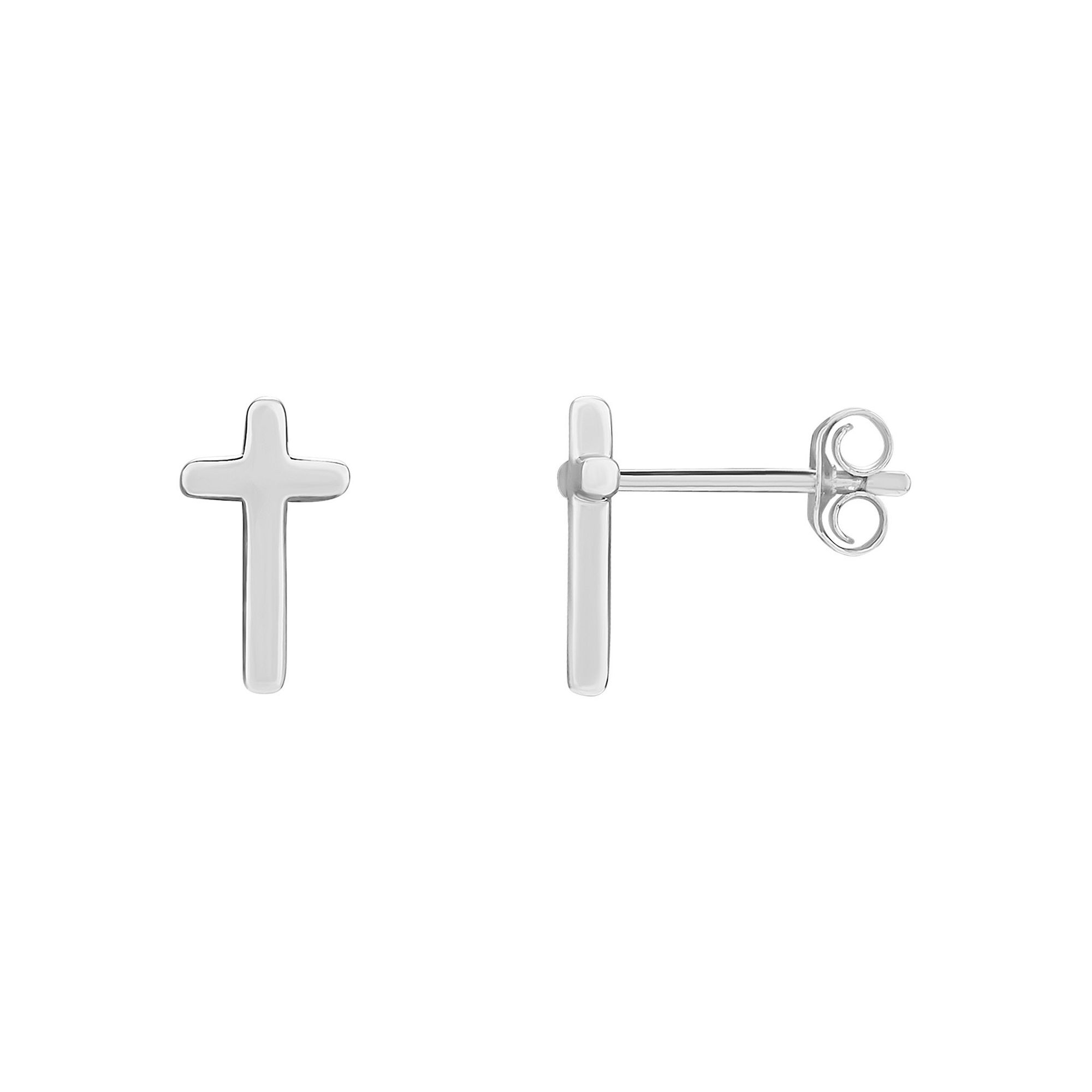 PRIMROSE Sterling Silver Cross Stud Earrings, Womens