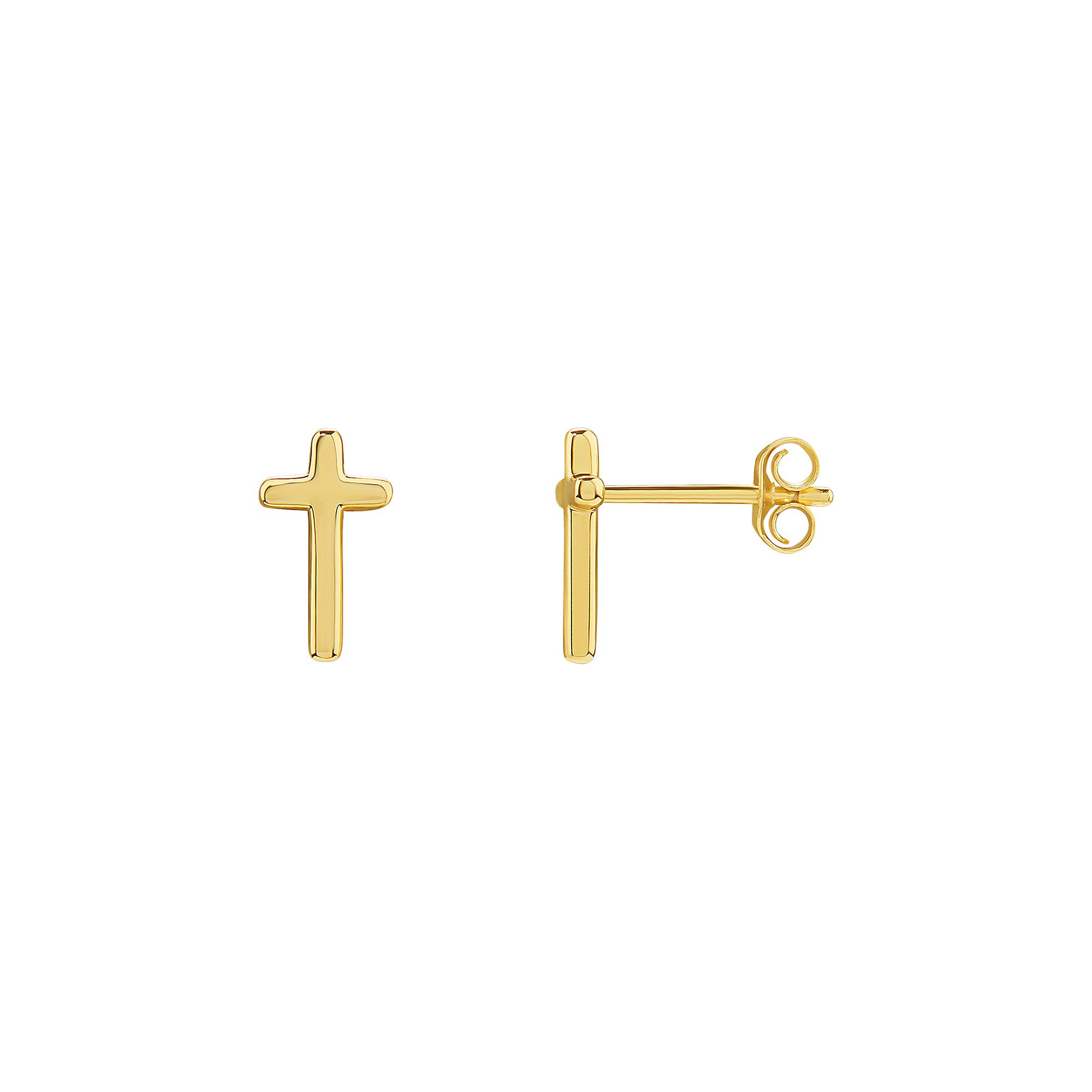 PRIMROSE Sterling Silver Cross Stud Earrings, Womens, Yellow Gold Tone