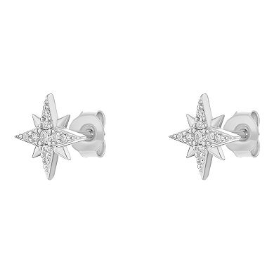 PRIMROSE Sterling Silver Cubic Zirconia Star Stud Earrings