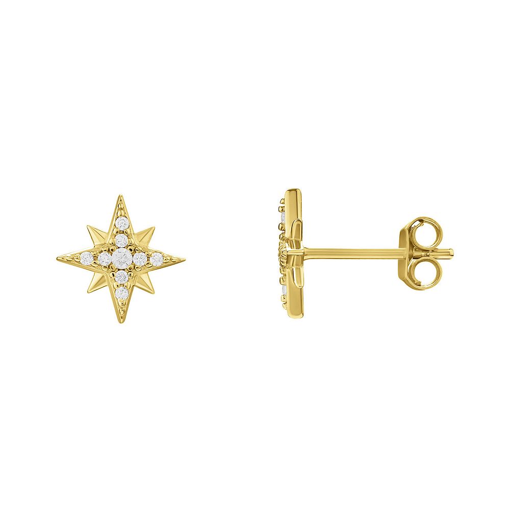 PRIMROSE Sterling Silver Cubic Zirconia Star Stud Earrings