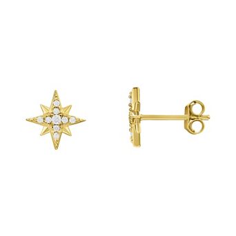PRIMROSE Sterling Silver Cubic Zirconia Star Stud Earrings