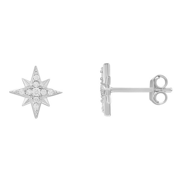PRIMROSE Sterling Silver Cubic Zirconia Star Stud Earrings