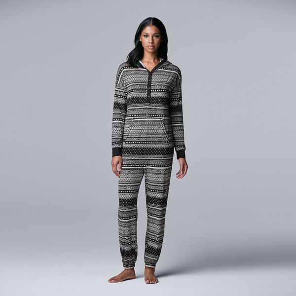 Women s Simply Vera Vera Wang Hooded One Piece Pajamas