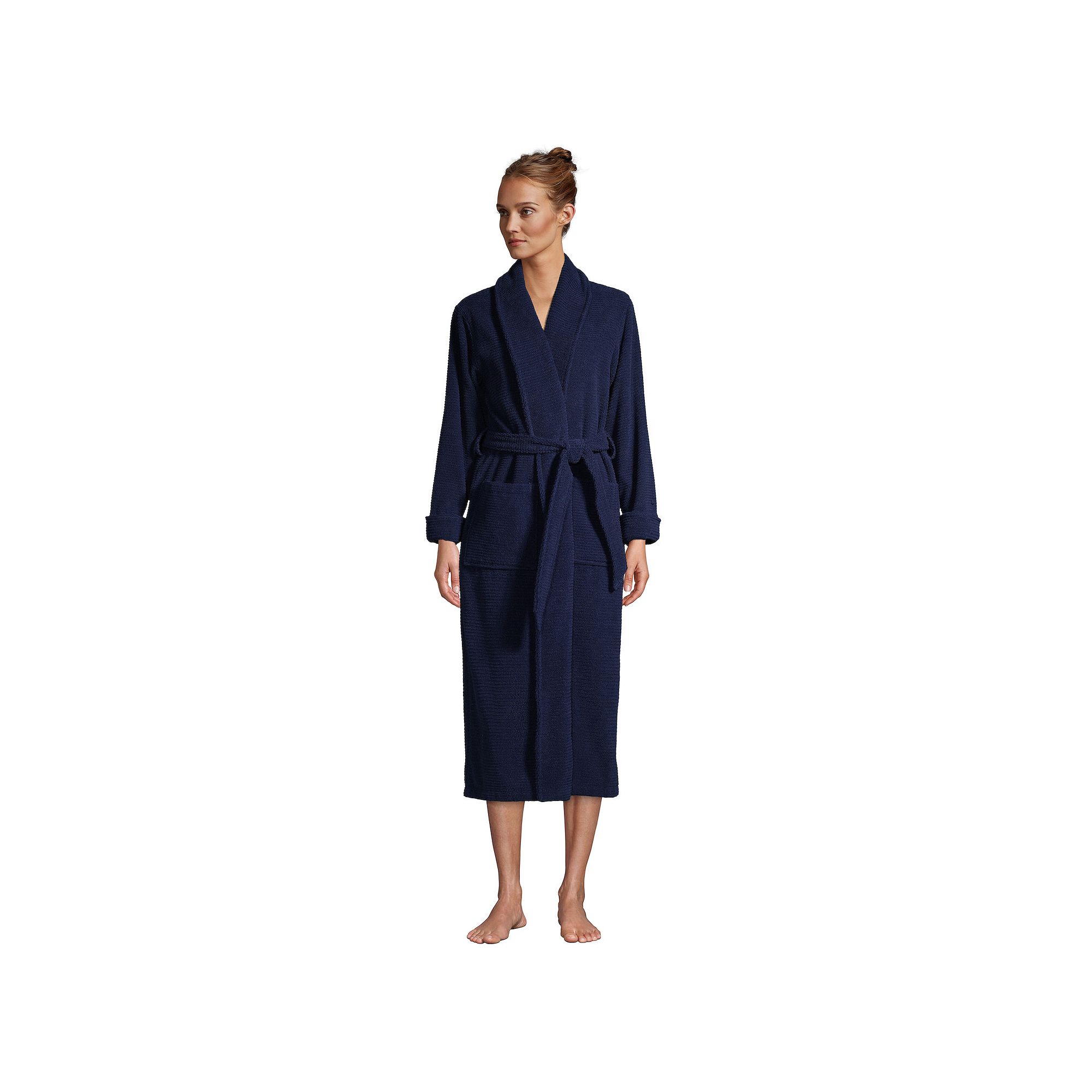 Petite Lands End Cotton Terry Long Spa Bath Robe, Womens, Size: Small Pet