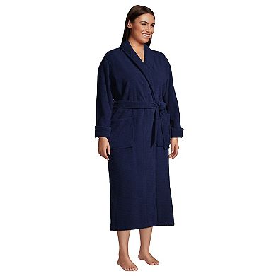 Plus Size Lands' End Cotton Terry Long Spa Bath Robe